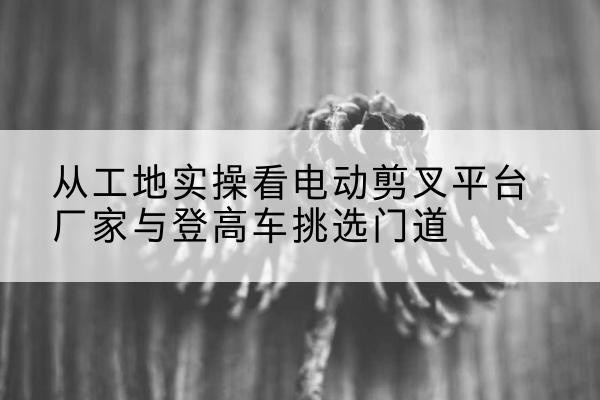 南陵电动剪叉升降平台厂家-从工地实操看电动剪叉平台厂家与登高车挑选门道